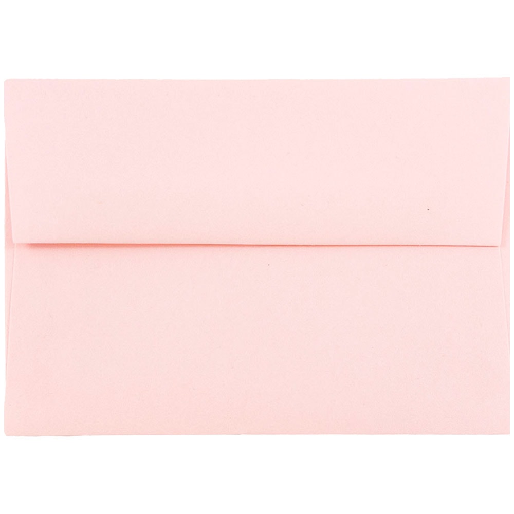 JAM Paper Stationery Set, 5 1/4in x 7 1/4in, Set Of 25 White Cards And 25 Baby Pink Envelopes