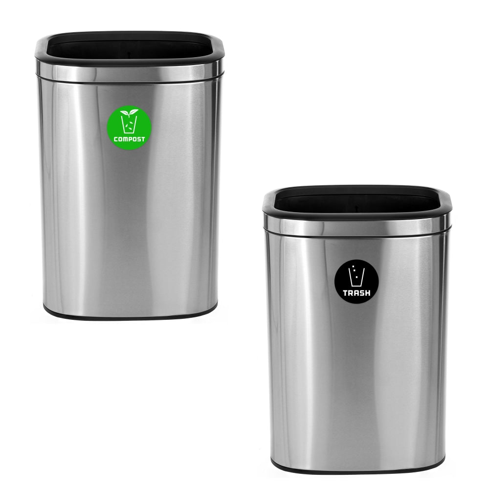 Alpine Industries Compost Trash Stations, 10.5 Gallons, Silver, Pack Of 2 Stations