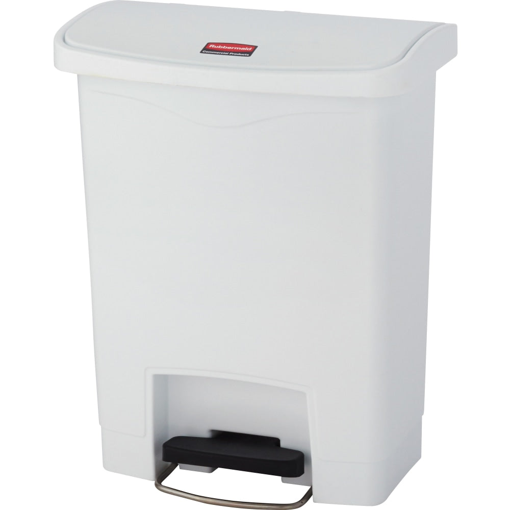 Rubbermaid Commercial Slim Jim 8-gal Step-On Container - Step-on Opening - Hinged Lid - 8 gal Capacity - Manual - Durable, Foot Pedal, Easy to Clean - 21.1in Height x 10.6in Width - Plastic, Resin - White - 1 Each