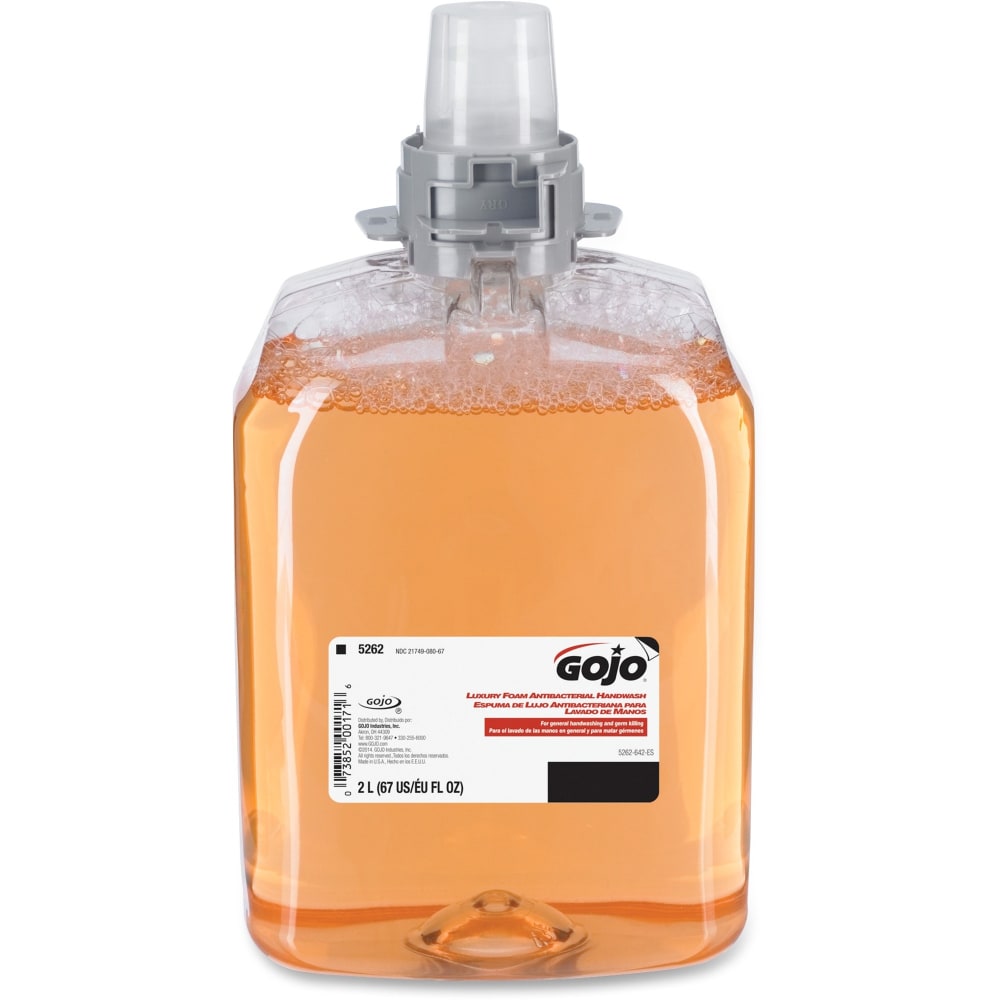 Gojo FMX-20 Dispenser Antibacterial Handwash Refill - Fresh Fruit Scent - 67.6 fl oz (2 L) - Bacteria Remover, Kill Germs - Hand - Amber - Triclosan-free - 2 / Carton