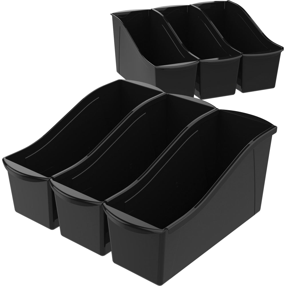 Storex Book Bin Set, Medium Size, Black, Carton Of 6