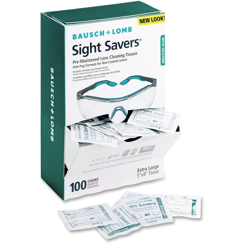 Bausch & Lomb Sight Savers Pre-Moistened Anti-Fog Tissues, 5 5/16in x 2 5/16in, Case Of 100