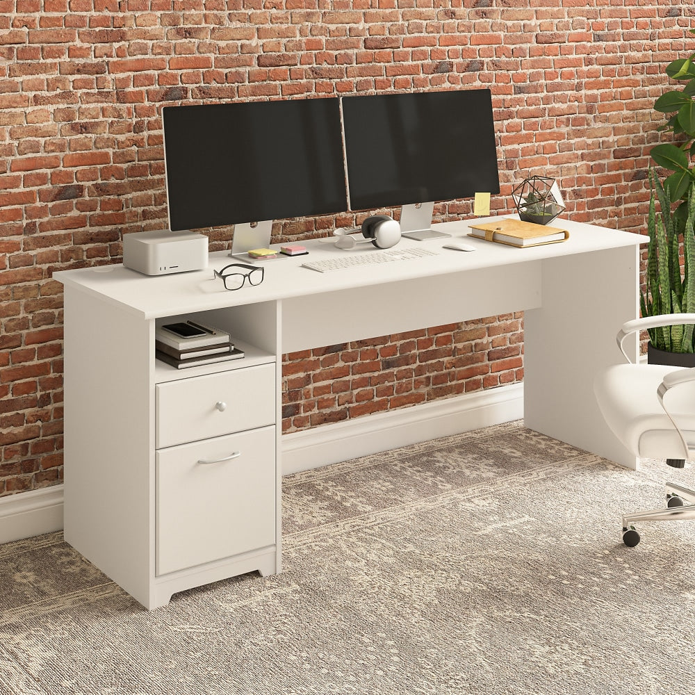 Bush Furniture Cabot 72inW Computer Desk With Drawers, White, Standard Delivery