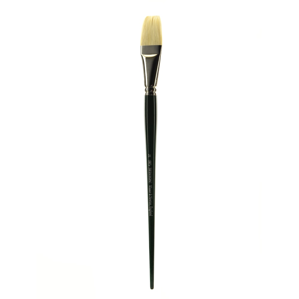 Winsor & Newton Winton Hog Paint Brush, Size 14, Flat/Bright Bristle, Hog Hair, Green