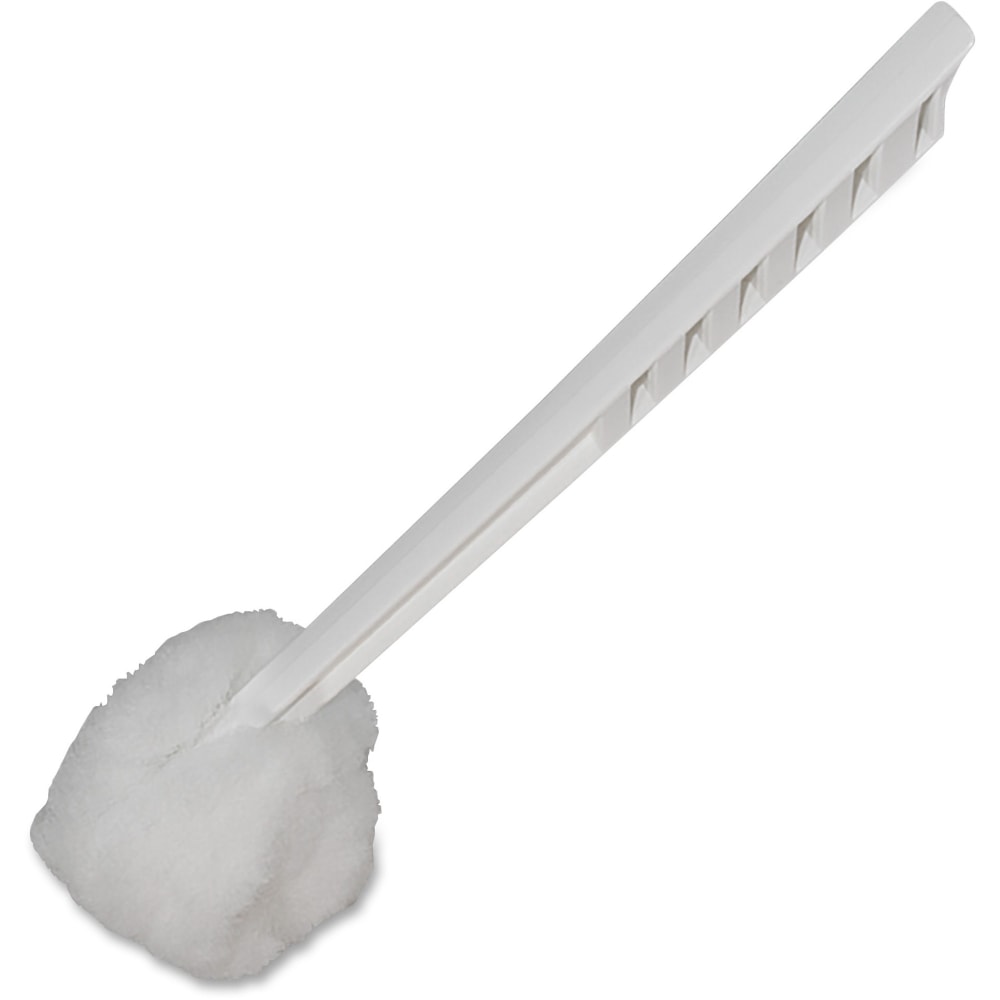 Genuine Joe Toilet Bowl Mop - 4.50in Head - 12in Plastic Handle - Durable, Scrubber Strip, Acid Resistant - 25 / Carton - White