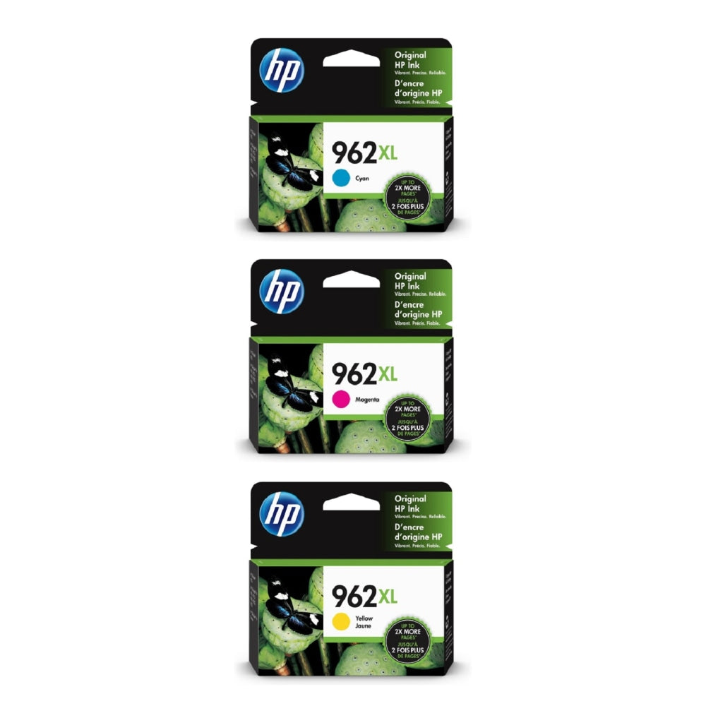 HP 962XL Cyan; Magenta; Yellow High-Yield Ink Cartridges, Set Of 3 Cartridges, HP962XLCMY-OD