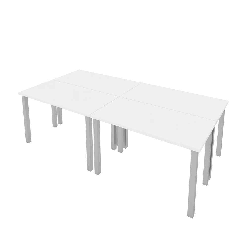 Bestar Universal 48inW Table Computer Desks With Square Metal Legs, White, Set Of 4 Computer Desks