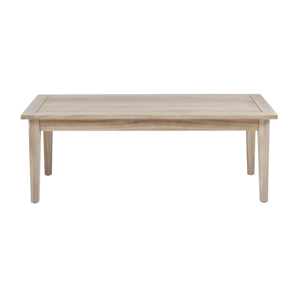 Linon Lascher Outdoor Rectangle Wood Coffee Table, 16-3/4inH x 45-3/5inW x 23-4/5inD, Natural