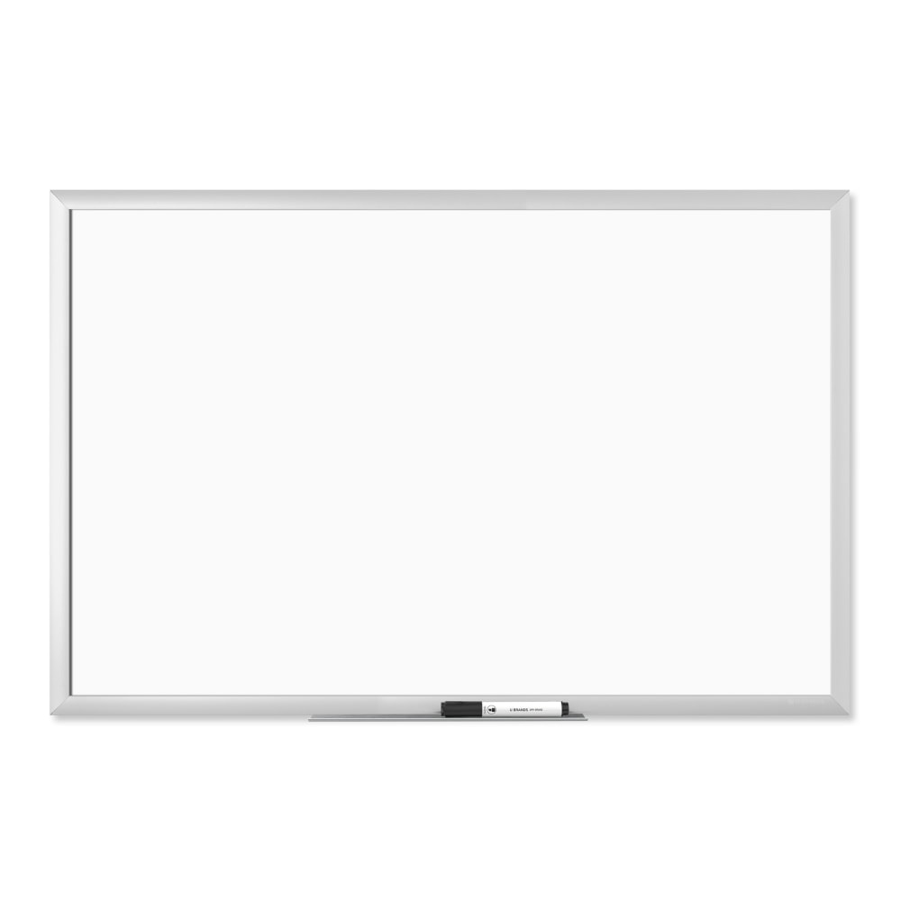 U Brands Magnetic Dry-Erase Board, 23in x 35in, White, Silver Aluminum Frame