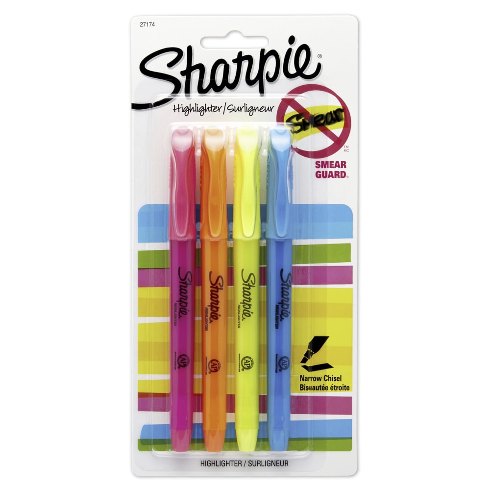 Sharpie Accent Pocket Highlighters, Assorted, Pack Of 4