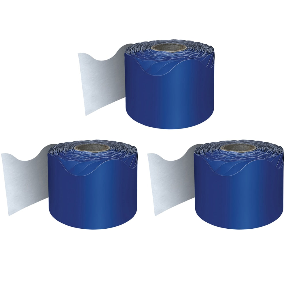 Carson Dellosa Education Rolled Scalloped Borders, Navy, 65ft Per Roll, Pack Of 3 Rolls