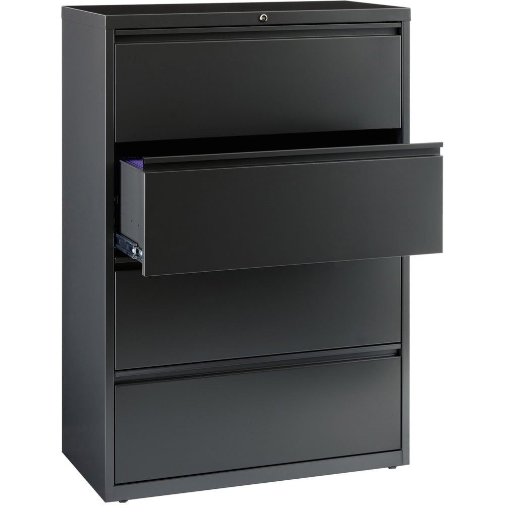 Lorell 36inW x 18-5/8inD Lateral 4-Drawer File Cabinet, Charcoal