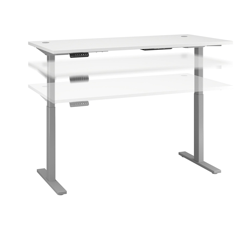 Bush Business Furniture Move 60 Series Electric 72inW x 30inD Height Adjustable Standing Desk, White/Cool Gray Metallic, Standard Delivery