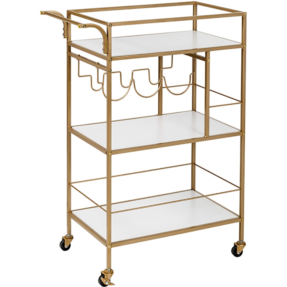 Honey Can Do 3-Tier 13in Rolling Bar Cart, Gold