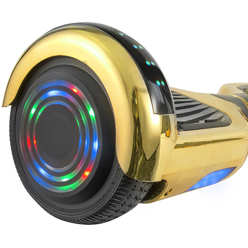 AOB Hoverboard With Bluetooth Speakers, 7inH x 27inW x 7-5/16inD, Gold/Chrome