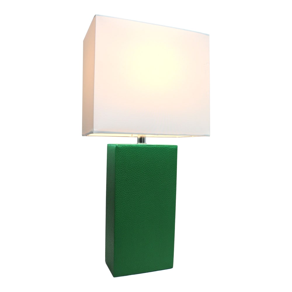 Elegant Designs Modern Leather Table Lamp, 21inH, White/Green