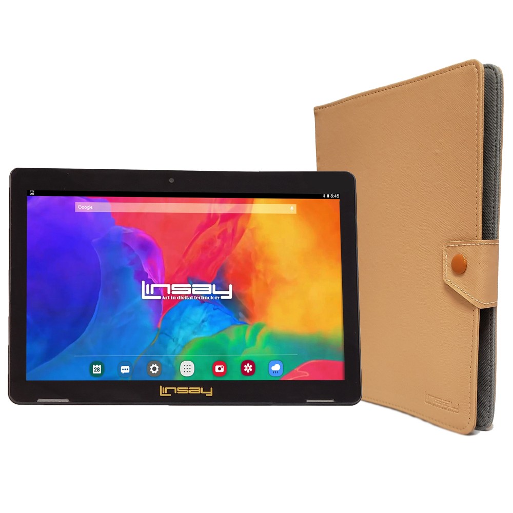 Linsay F10IPS Tablet, 10.1in Screen, 2GB Memory, 64GB Storage, Android 13, Light Brown