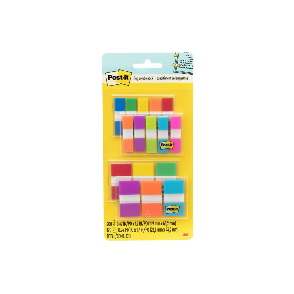 Post-it Flag Multipack, 1/2in And 1in, Assorted Colors, Pack Of 320