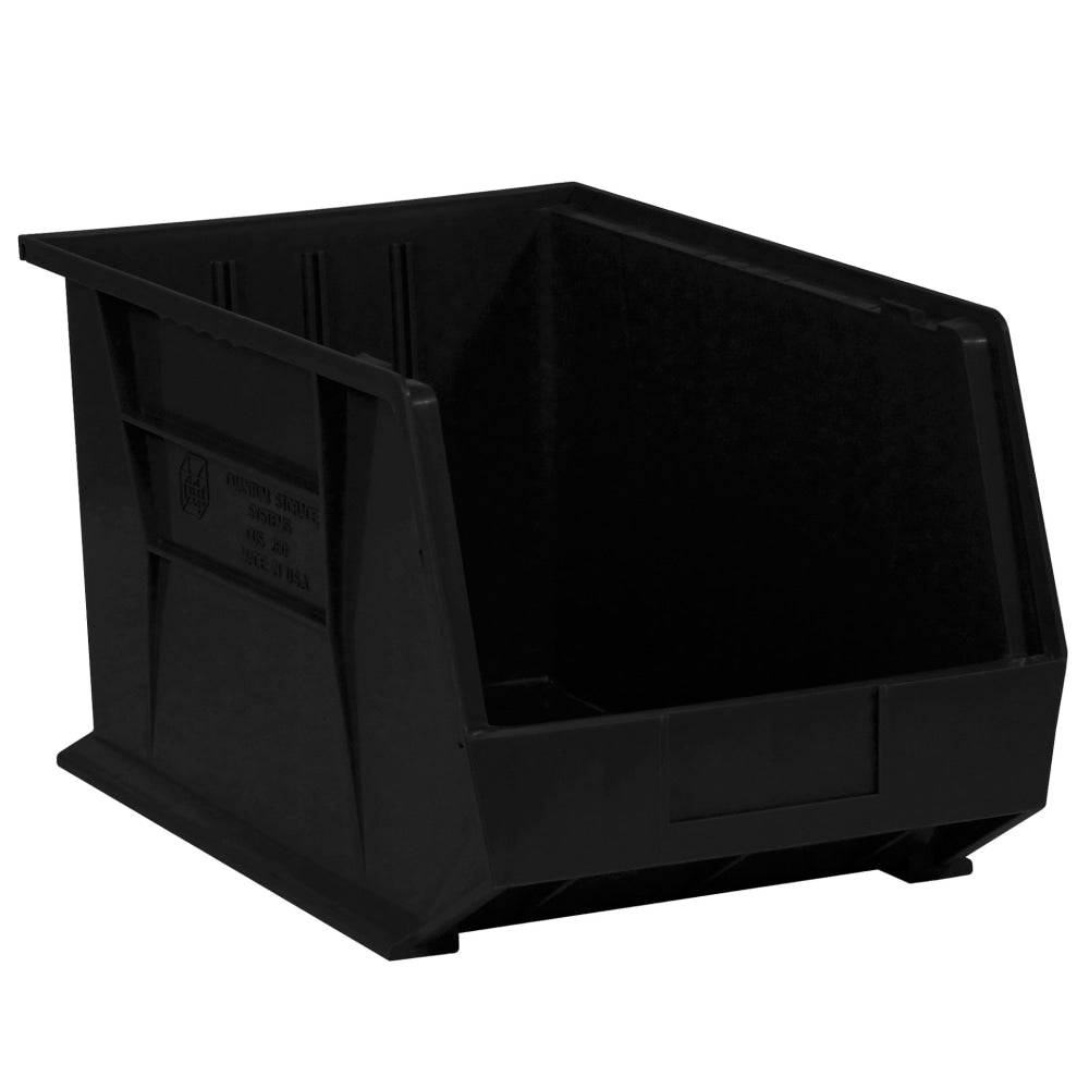 Partners Brand Plastic Stack & Hang Bin Boxes, Medium Size, 10 3/4in x 8 1/4in x 7in, Black, Pack Of 6