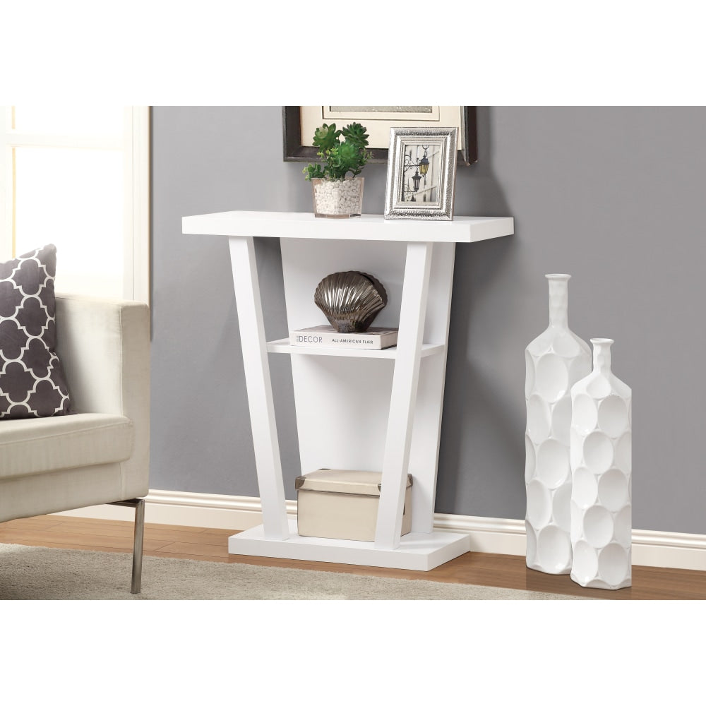 Monarch Specialties Hall Accent Table, Trapezoid, White