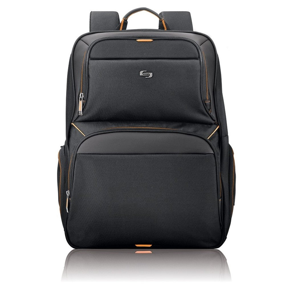 Solo New York Everyday Backpack with 17.3in Laptop Compartment, Black/Orange