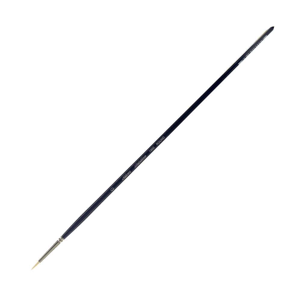 Silver Brush Bristlon Series Paint Brush, Size 0, Round Bristle, Synthetic, Deep Blue/Silver