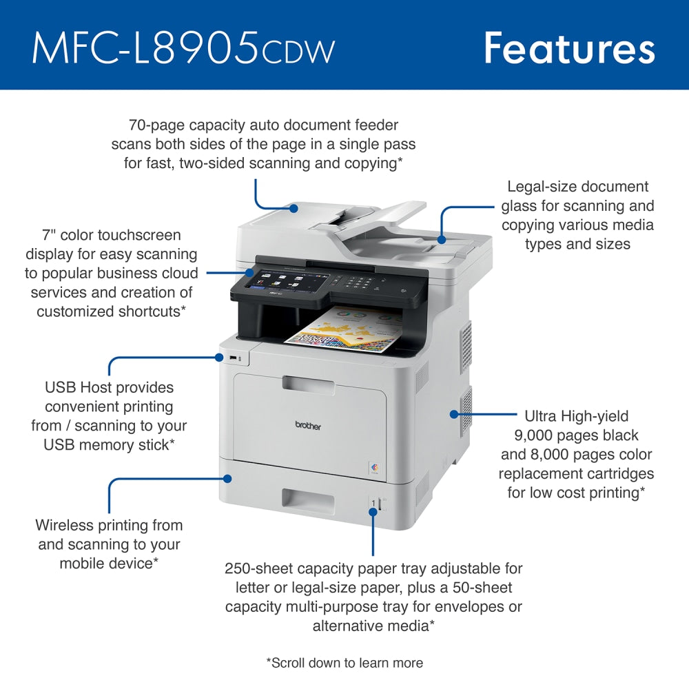 Brother Business MFCL8905CDW Wireless Laser All-In-One Color Printer