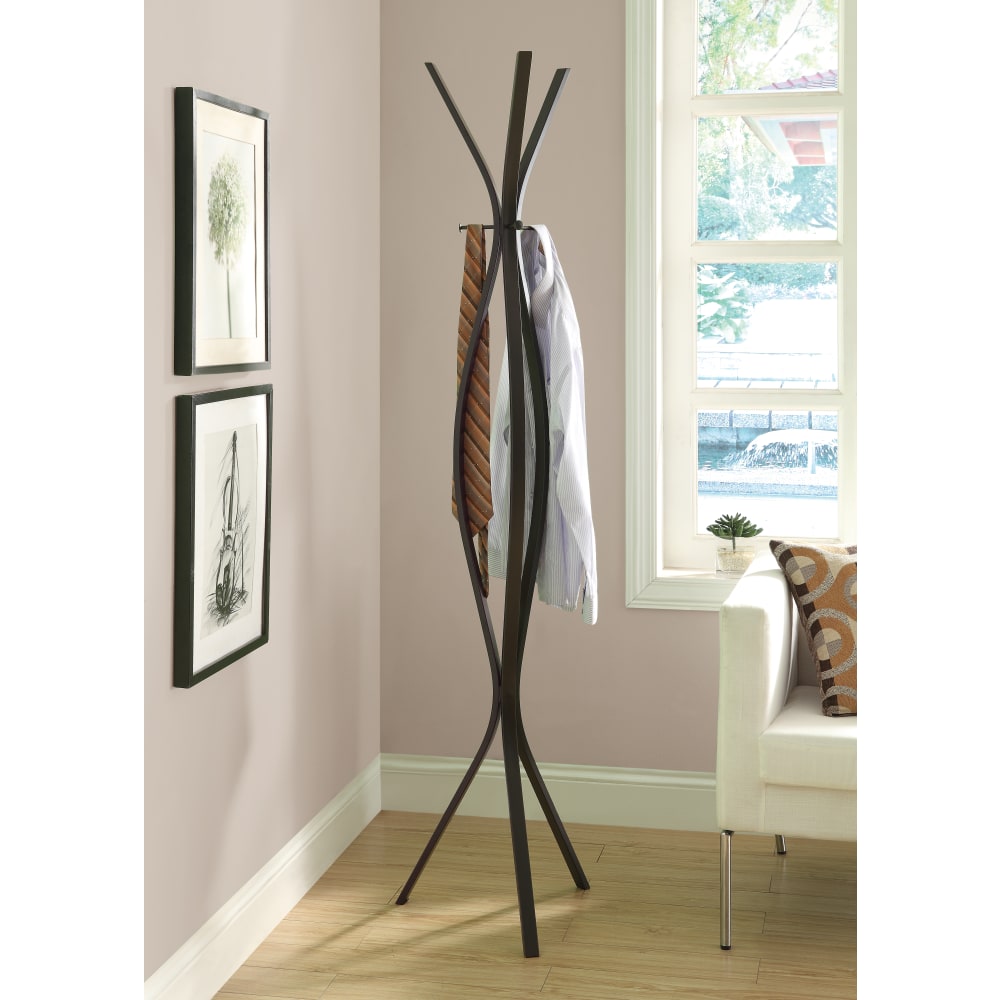 Monarch Specialties 3-Hook Metal Coat Rack, Cappuccino