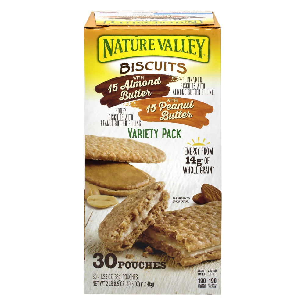 NATURE VALLEY Biscuits Variety Pack, 1.35 Oz, Pack Of 30 Biscuits