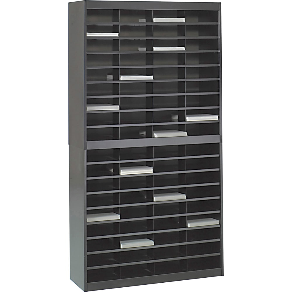 Safco E-Z Stor Steel Literature Organizer, 72 Compartments, 71inH, Black