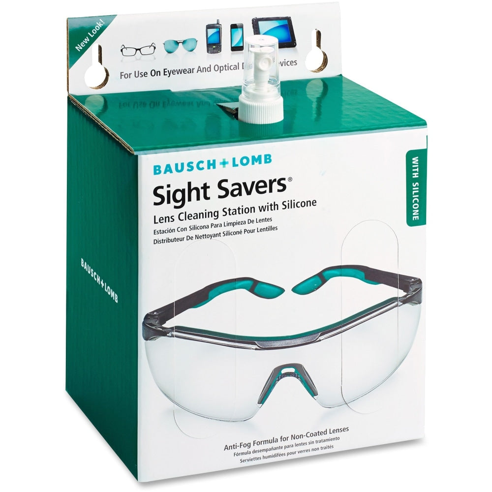 Bausch & Lomb Sight Savers Lens Cleaning Station - 1,520 Absorbent Lens Cleaning Tissues - 16 oz. Cleaner