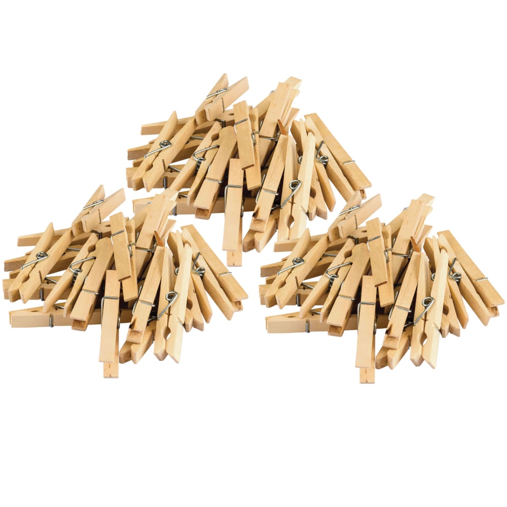 Teacher Created Resources STEM Basics Clothespins, Beige, 50 Clothespins Per Pack, Set Of 3 Packs