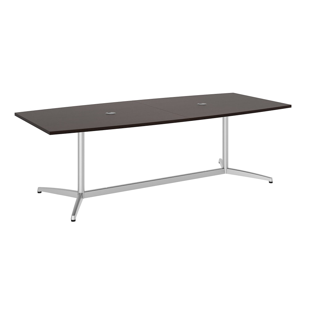 Bush Business Furniture 96inW x 42inD Boat Shaped Conference Table with Metal Base, Mocha Cherry/Silver, Standard Delivery