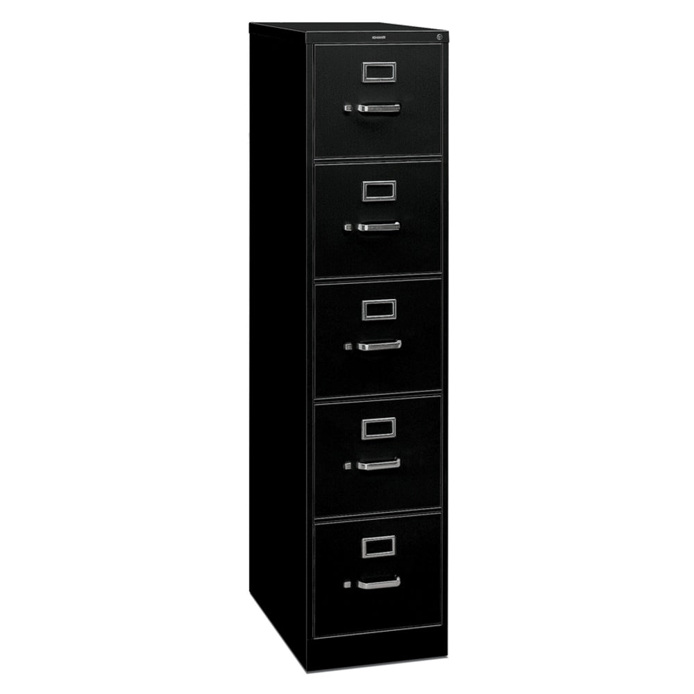 HON 310 26-1/2inD Vertical 5-Drawer Letter-Size File Cabinet, Black