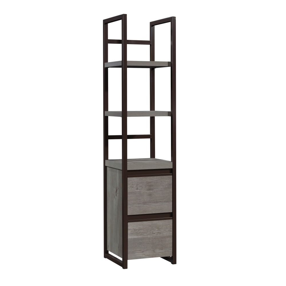 Sauder Manhattan Gate 16-1/2inD Vertical File Cabinet With 2-Shelf Bookcase Tower, Mystic Oak