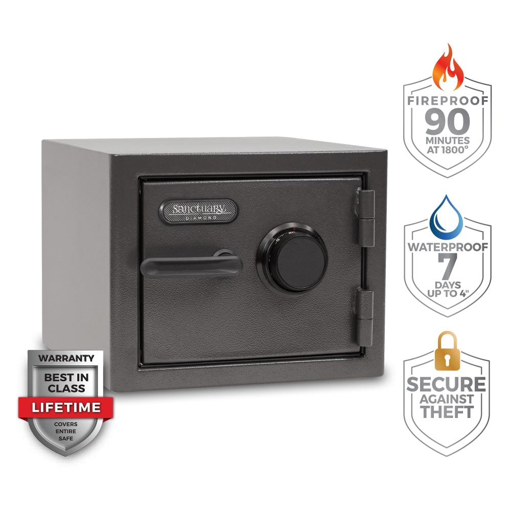 Sanctuary Diamond Combination Lock Home/Office Safe, 0.79 Cu. Ft., Dark Grey Hammertone