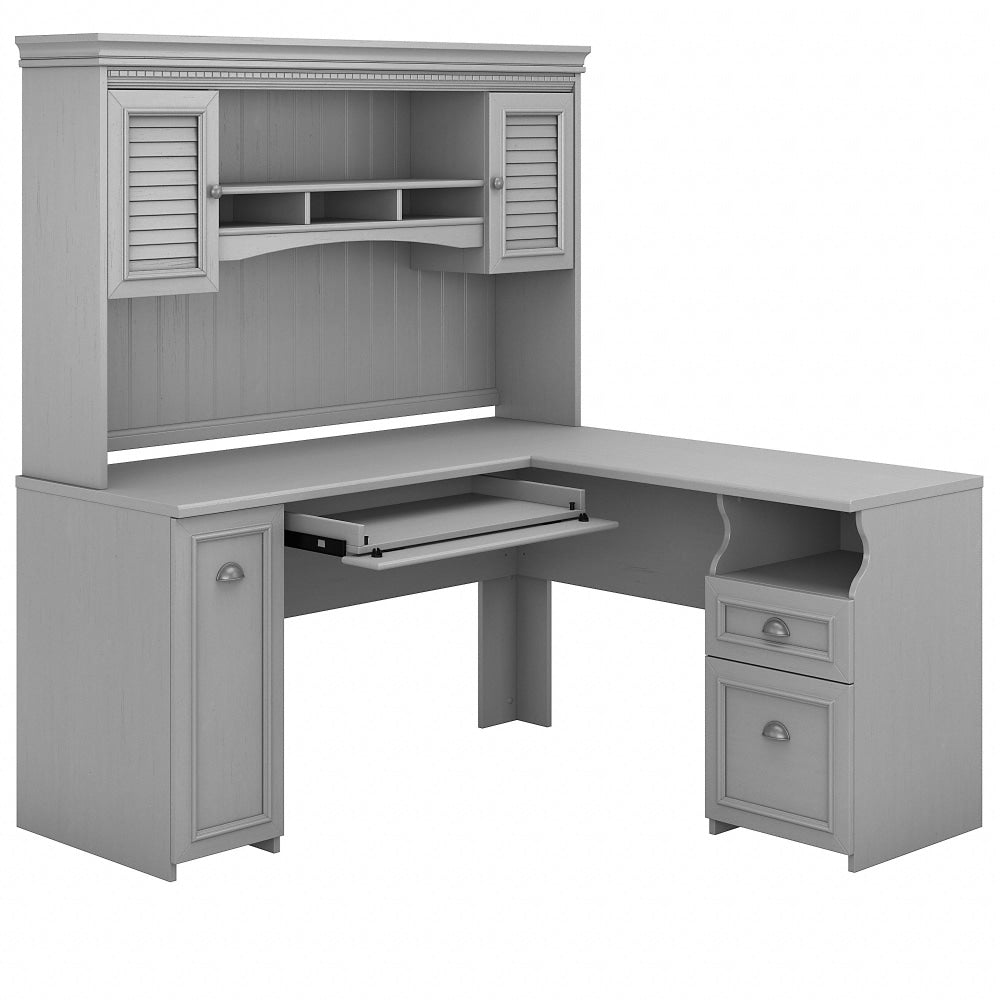 Bush Business Furniture Fairview 60inW L-Shaped Corner Desk With Hutch, Cape Cod Gray, Standard Delivery