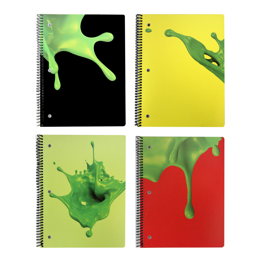 Inkology Notebooks, Nickelodeon Slime, 8-1/2in x 11in, College Ruled, 140 Pages (70 Sheets), Assorted Designs, Pack Of 12 Notebooks