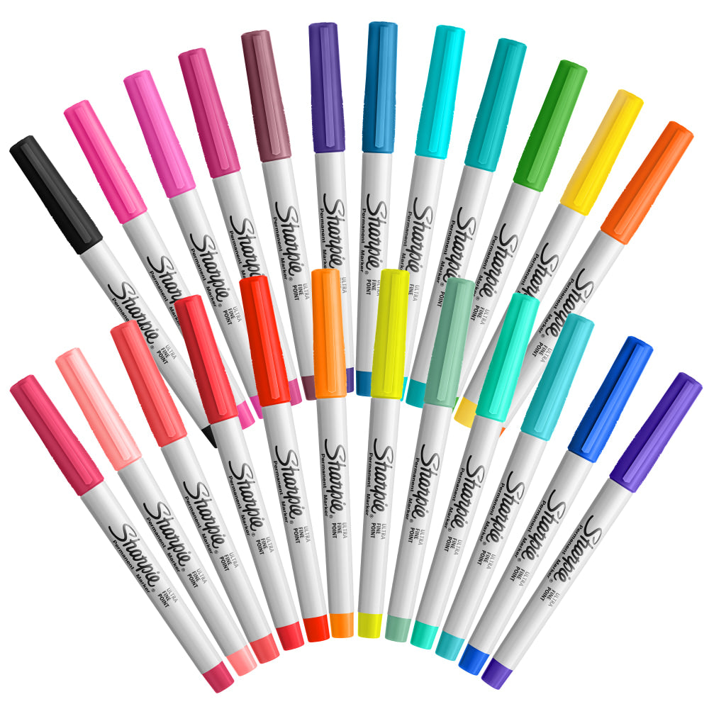 Sharpie Glam Pop Permanent Markers, Ultra-Fine Point, Assorted Colors, Pack Of 24 Markers