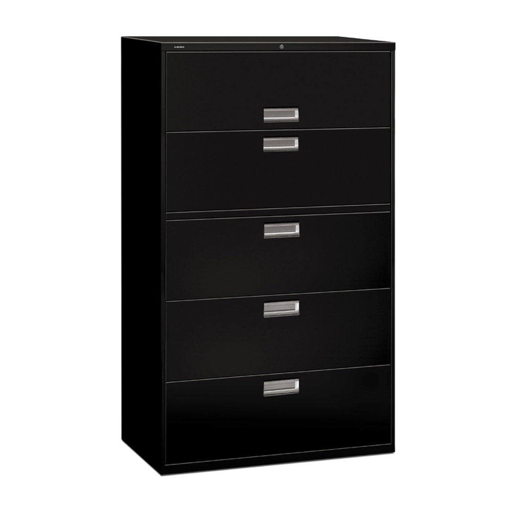 HON Brigade 600 42inW x 19-1/4inD Lateral 5-Drawer File Cabinet, Black