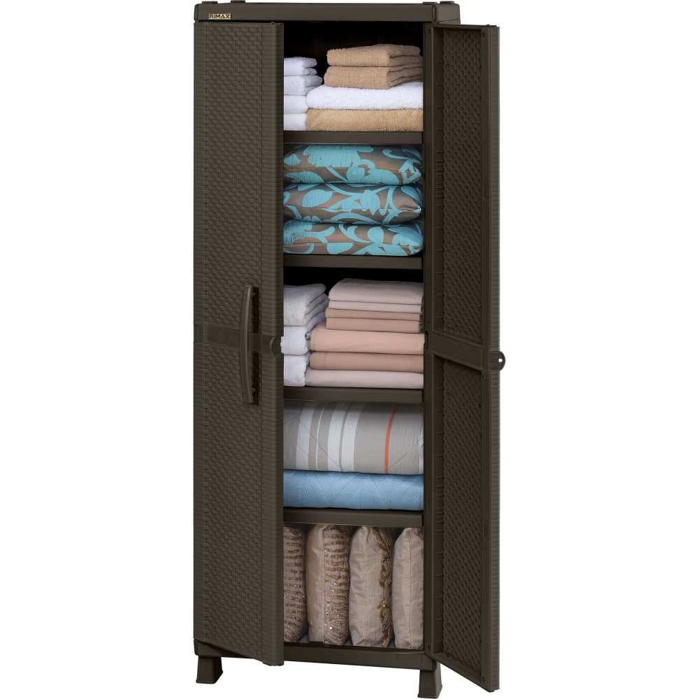 Inval 75inH 4-Shelf Storage Cabinet, Brown