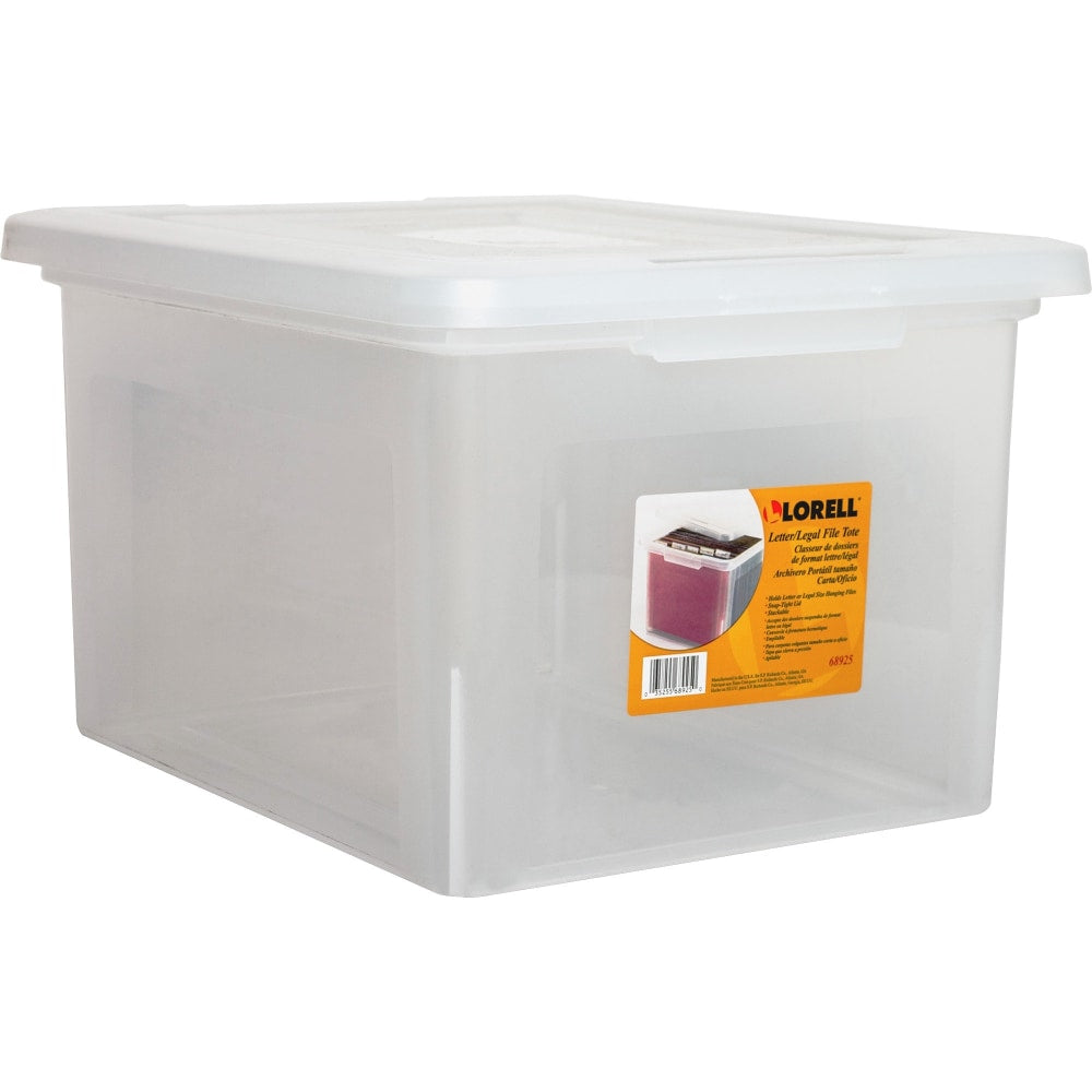 Lorell Storage File Box With Lift-Off Lid, Letter/Legal Size, 18in x 11in x 14 3/16in, Clear