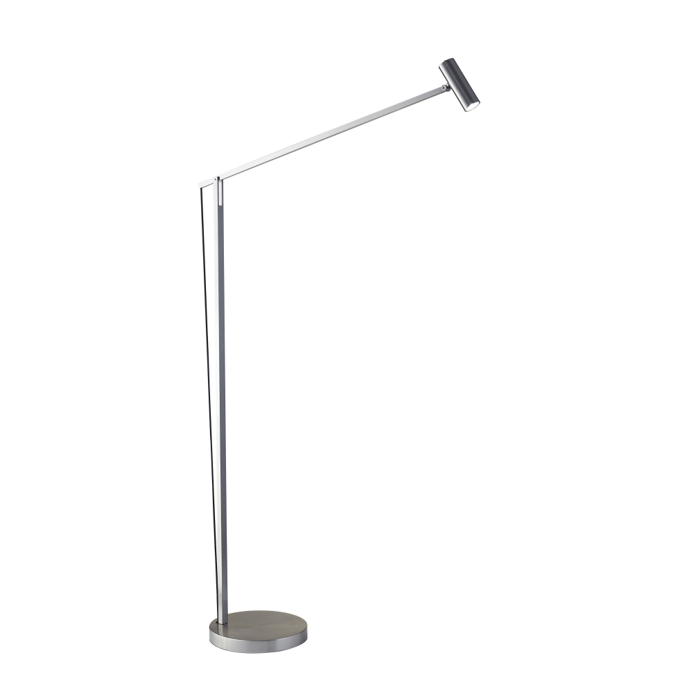 Adesso ADS360 Crane LED Floor Lamp, 60 1/2inH, Brushed Steel Shade/Brushed Steel Base