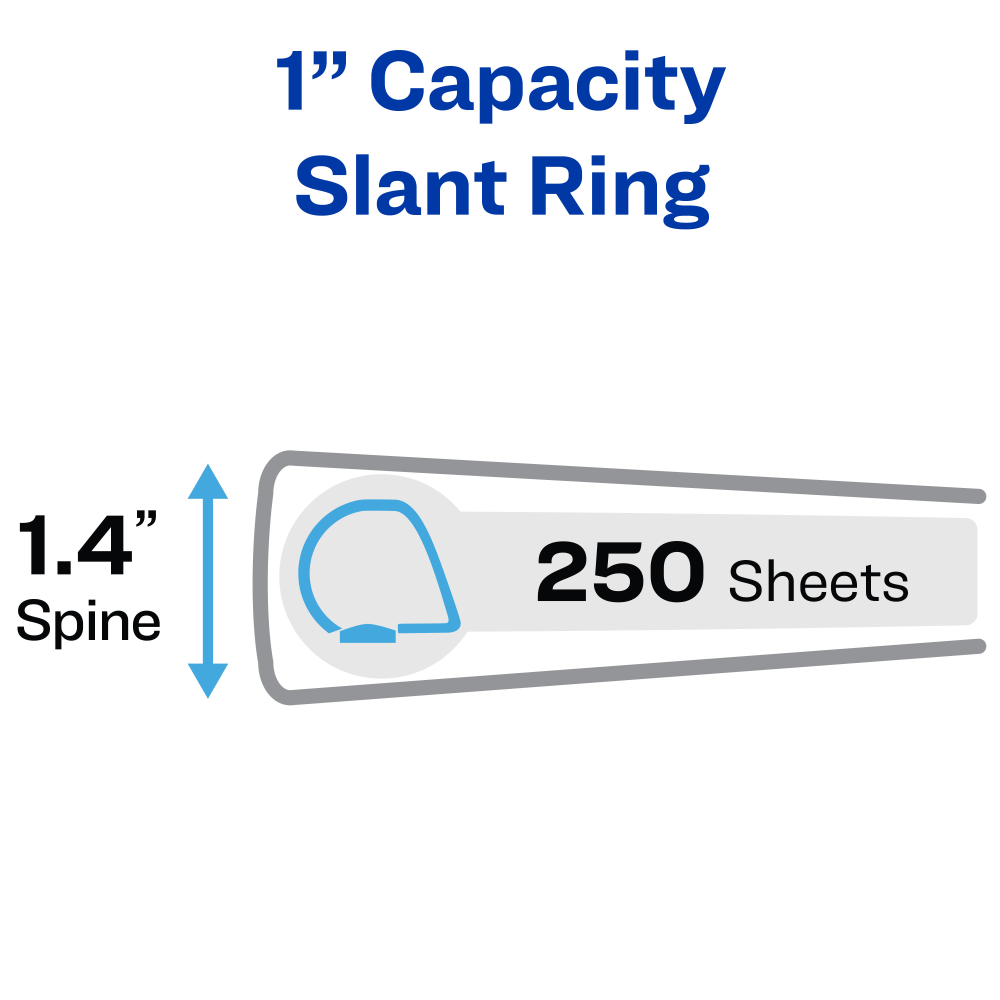 Avery Heavy-Duty View 3 Ring Binders, 1in One Touch Slant Rings, White, Pack Of 4