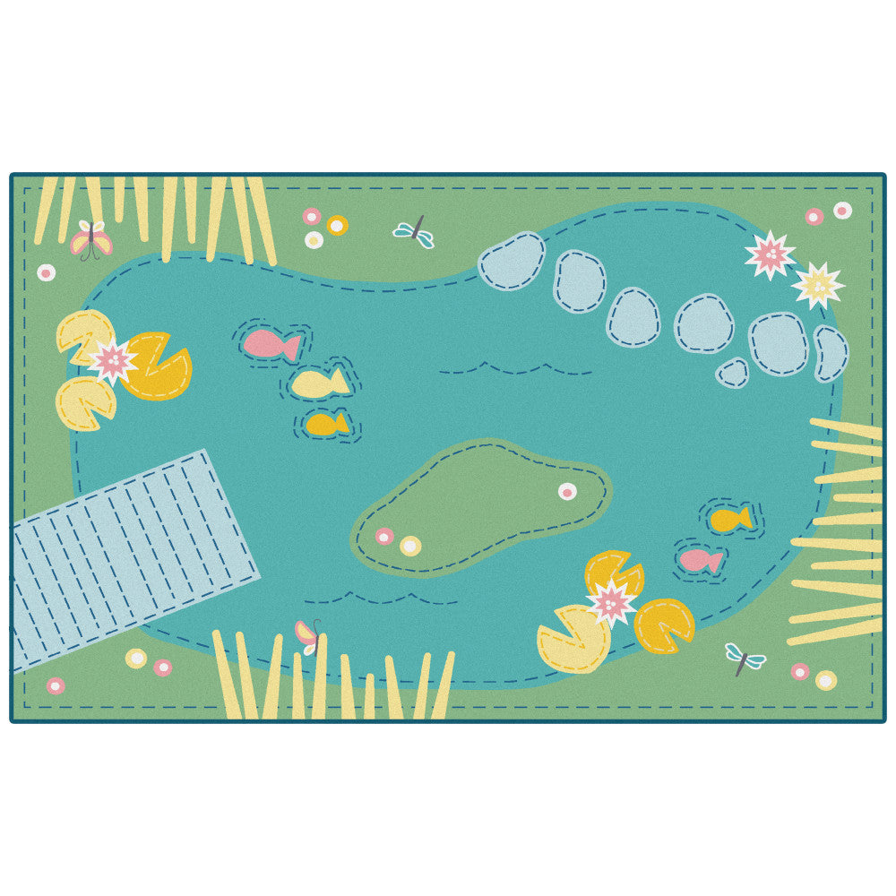 Carpets for Kids KID$Value PLUS Tranquil Pond Activity Rug, 7ft6in x 12ft , Green