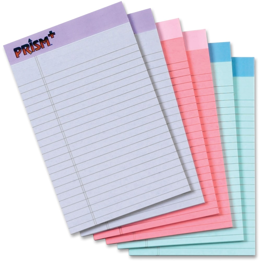 Tops Prism+ Legal Pads, 5in x 8in, Narrow Ruled, 100 Pages (50 Sheets) Per Pad, Pack Of 6 Pads, Assorted Colors