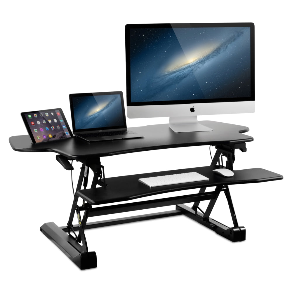 Mount-It! MI-7925 49inW Height-Adjustable Standing Desk Converter, Black