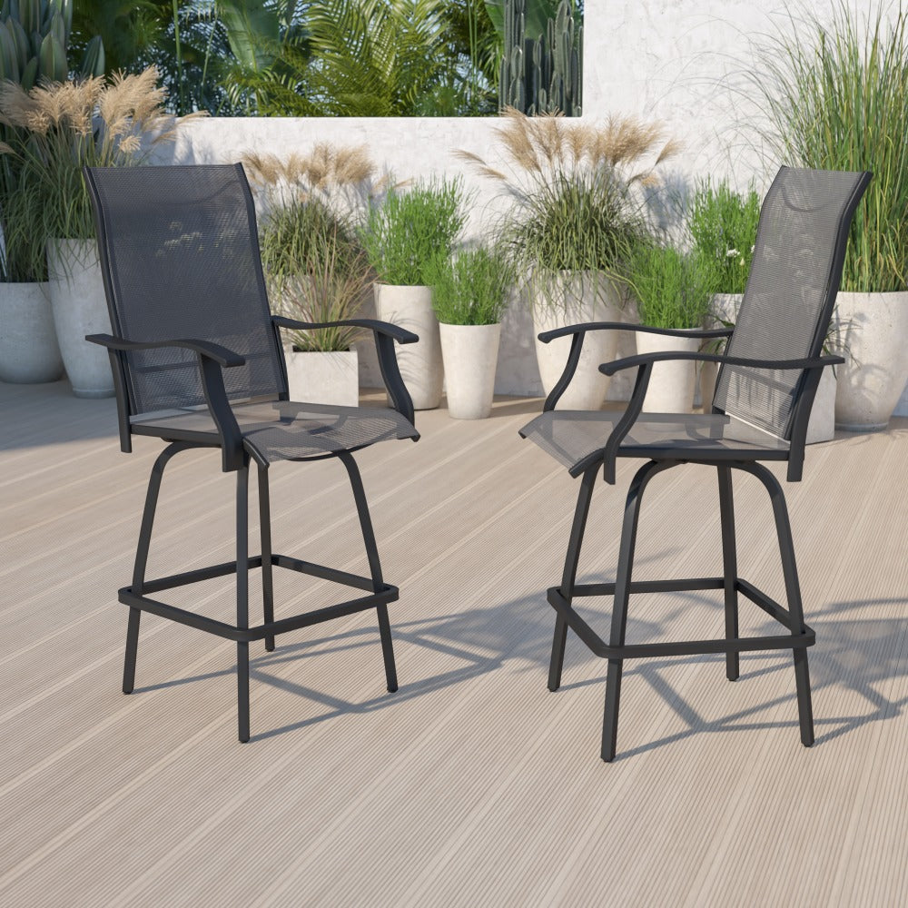 Flash Furniture Valerie Patio Bar Stools, Gray, Set Of 2 Stools