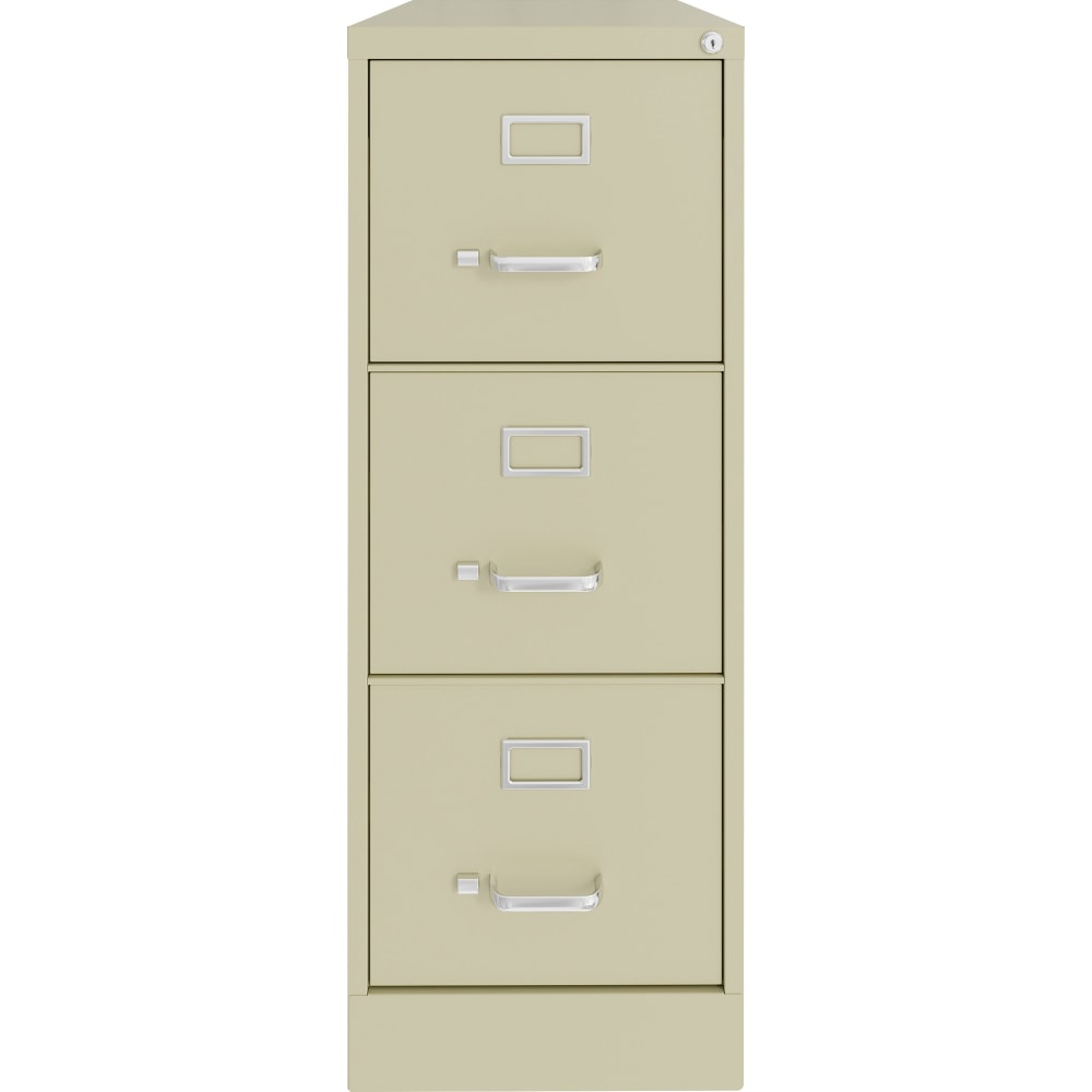 Lorell Fortress Series 22in Commercial-Grade Vertical File Cabinet - 15in x 22in x 40.2in - 3 x Drawer(s) for File - Letter - Vertical - Ball-bearing Suspension, Removable Lock, Pull Handle, Wire Management - Putty - Steel - Recycled