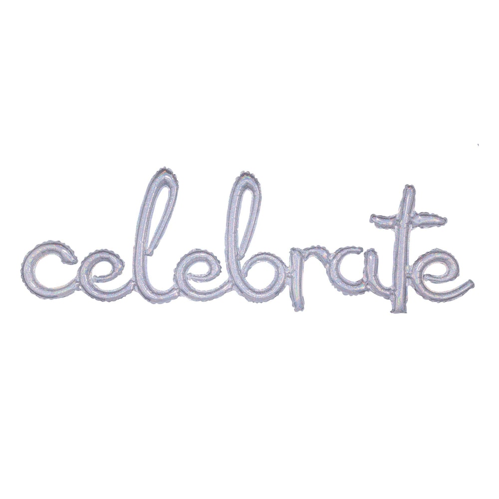 Amscan "Celebrate" Cursive Balloon Banner, 59in x 20in, Silver